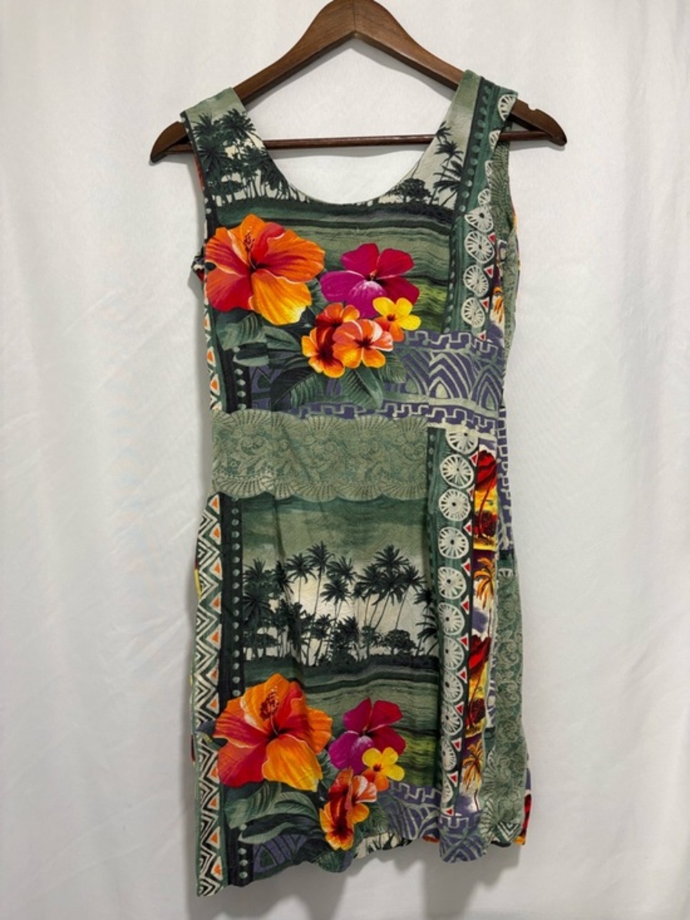Vintage Jams World Women Hawaiian Sheath Tank Dress Size 5/Small Floral Hibiscus